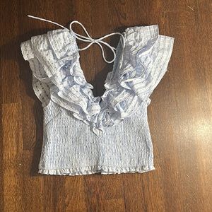 Blue ruffle crop top, *UNWORN*